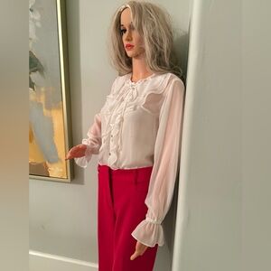 NWT Elegant Ivory Ruffled Blouse by Ann Taylor!